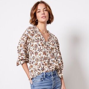 Evereve Fharety Floral Top Size Small